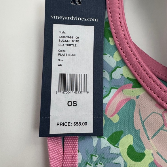 NWT Vineyard Vines Sea Turtle Tote with Pink Accents - Picture 6 of 7